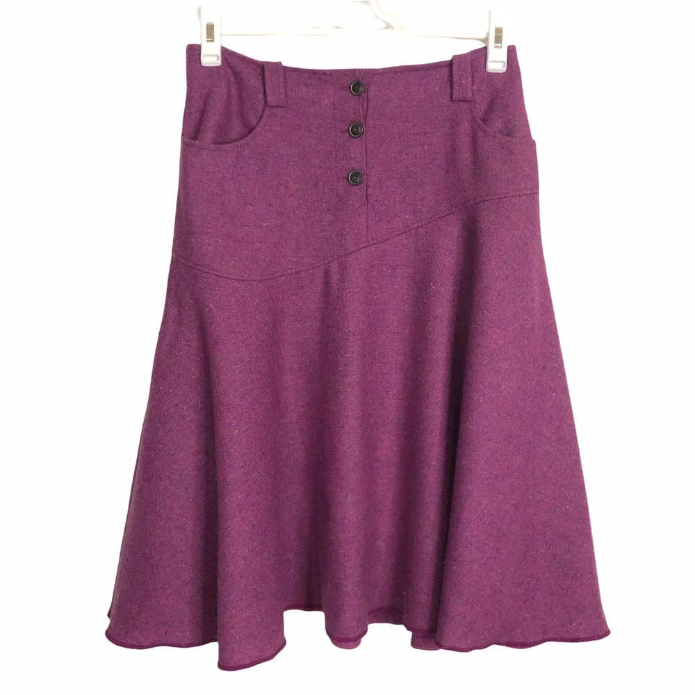 Catherine Andre Womens Medium Wool Blend Purple A-Line Skirt With Pockets